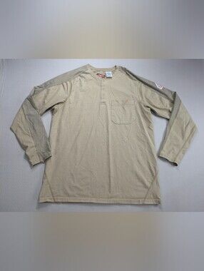 Bulwark FR Flex Knit Henley Shirt Beige Tan Flame Resistant Large
